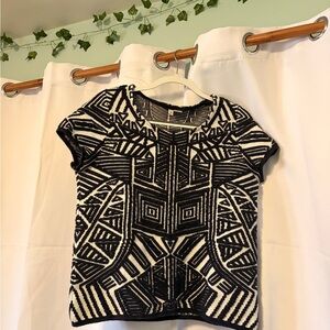 Moth Artistic Boho Sweater Top Size Medium Black And White